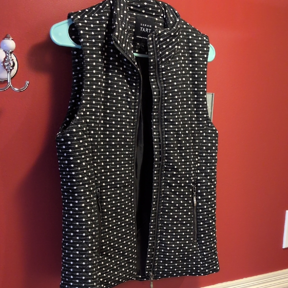 Lemon Tart Women's Black and White Polka Dot Vest Stitch Fix